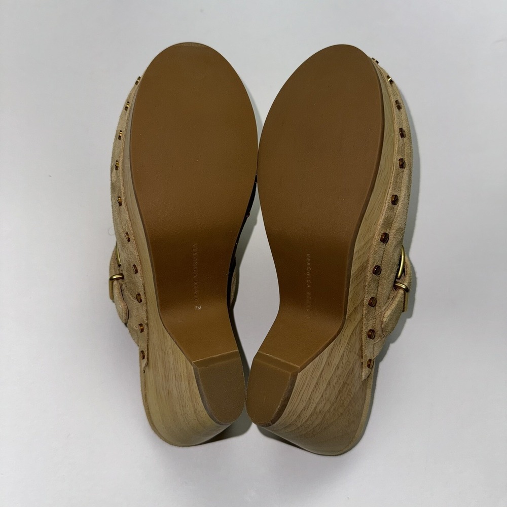 Veronica Beard Hendrix Clogs Tan Suede Studded Sandals Mule Women's Size 8.5 - Picture 10 of 10